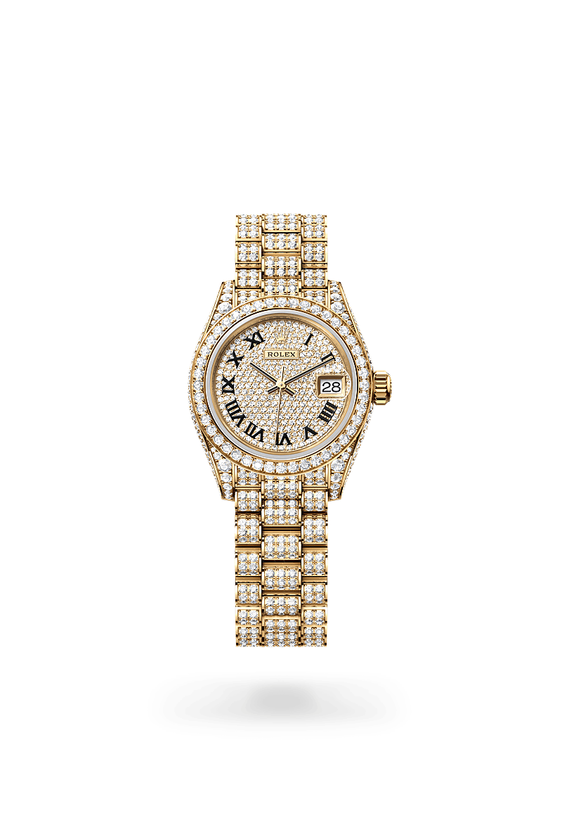 Rolex Lady-Datejust in 18 ct yellow gold with case sides and lugs set with diamonds, M279458RBR-0001 | Schullin&nbsp;Wien