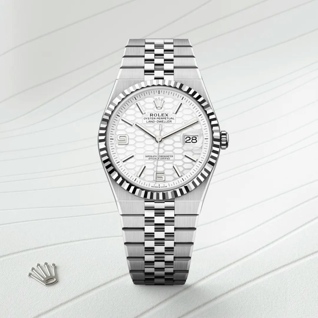 Rolex Land-Dweller 40 White Rolesor - combination of Oystersteel and white gold, M127334-0001