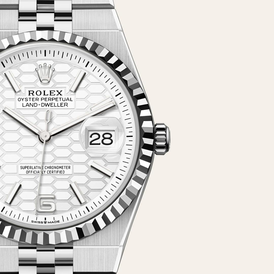 Rolex Land-Dweller 36 Rolesor weiß (Kombination aus Edelstahl Oystersteel und Weißgold), M127234-0001