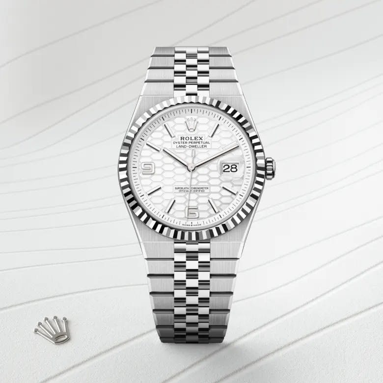 Rolex Land-Dweller 40 White Rolesor - combination of Oystersteel and white gold, M127334-0001