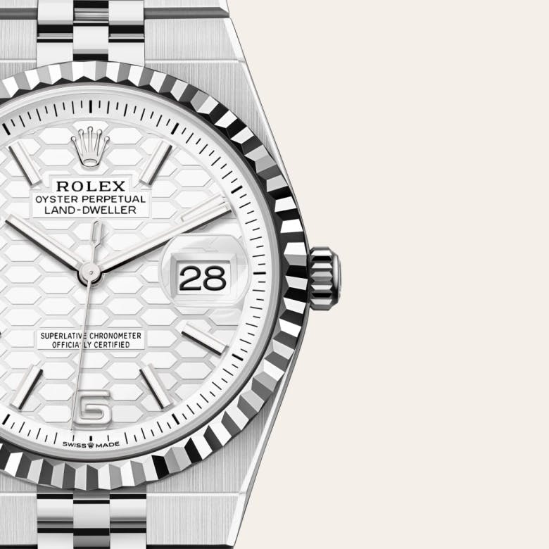 Rolex Land-Dweller 36 Rolesor weiß (Kombination aus Edelstahl Oystersteel und Weißgold), M127234-0001