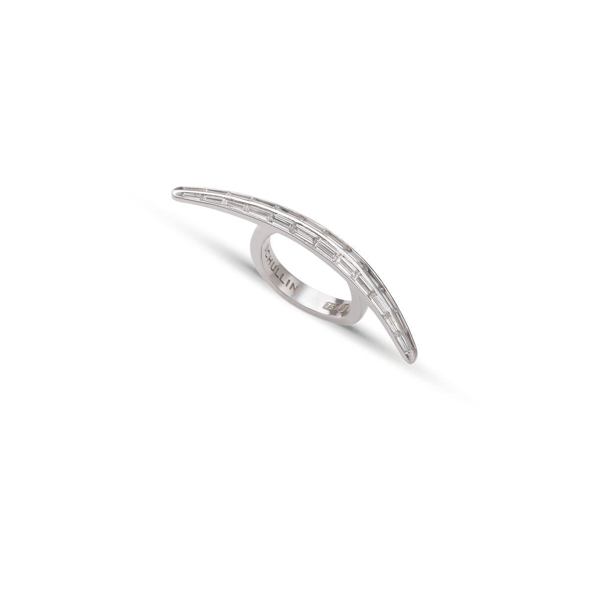 18K Weißgold Ringe Diamant - Sichel Baguette