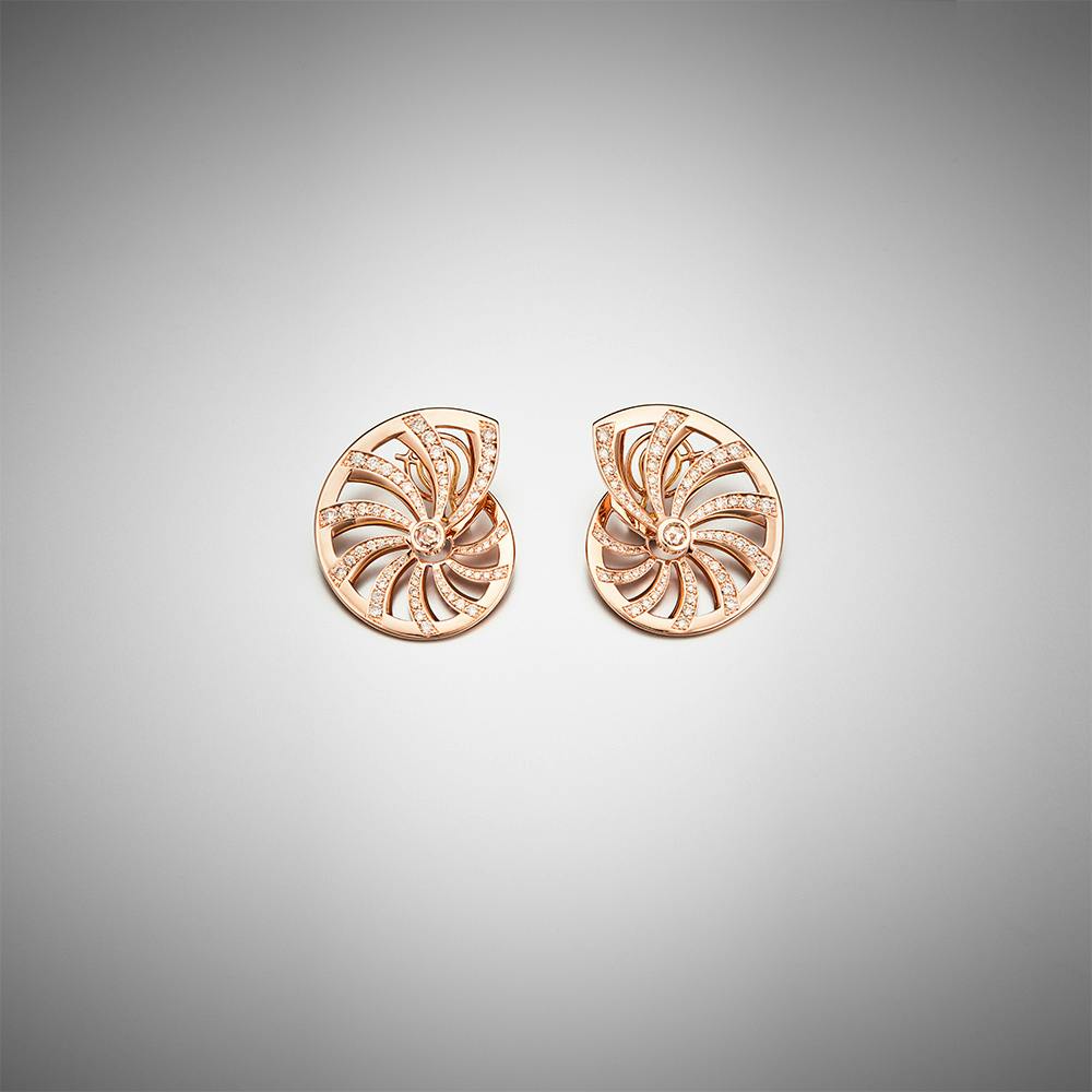 18k Rose Gold Earrings Diamond - Nautilus
