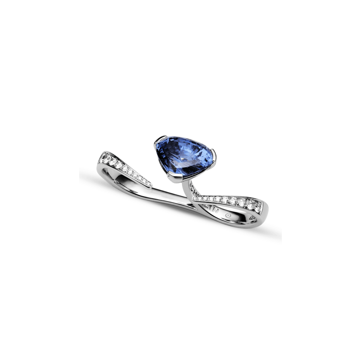 18K Weißgold Ringe Diamant und Saphir - Trillion Blu