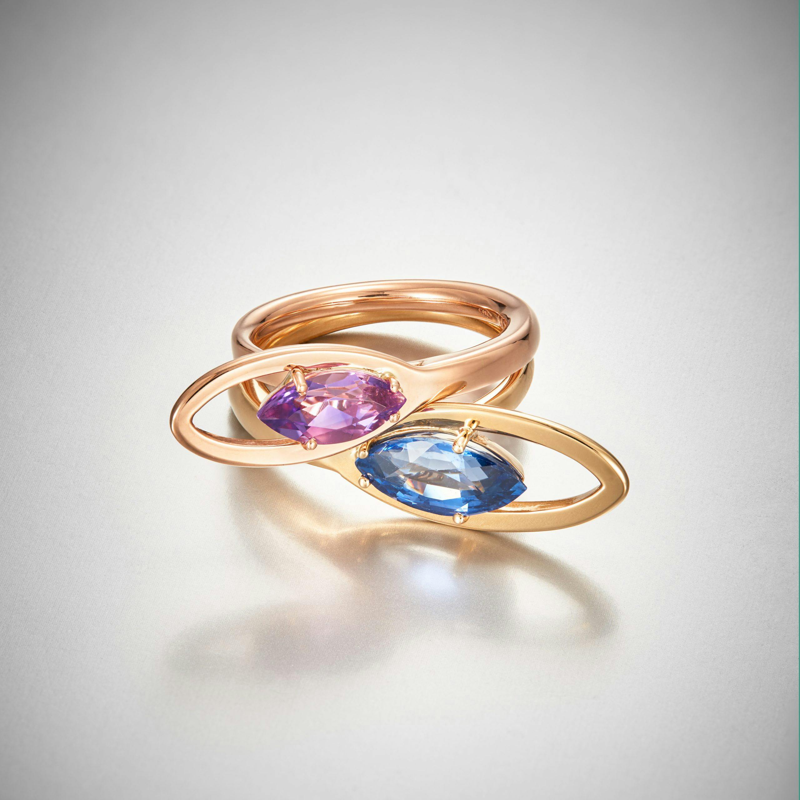 18k Rose Gold Rings Sapphire - Ivy VI