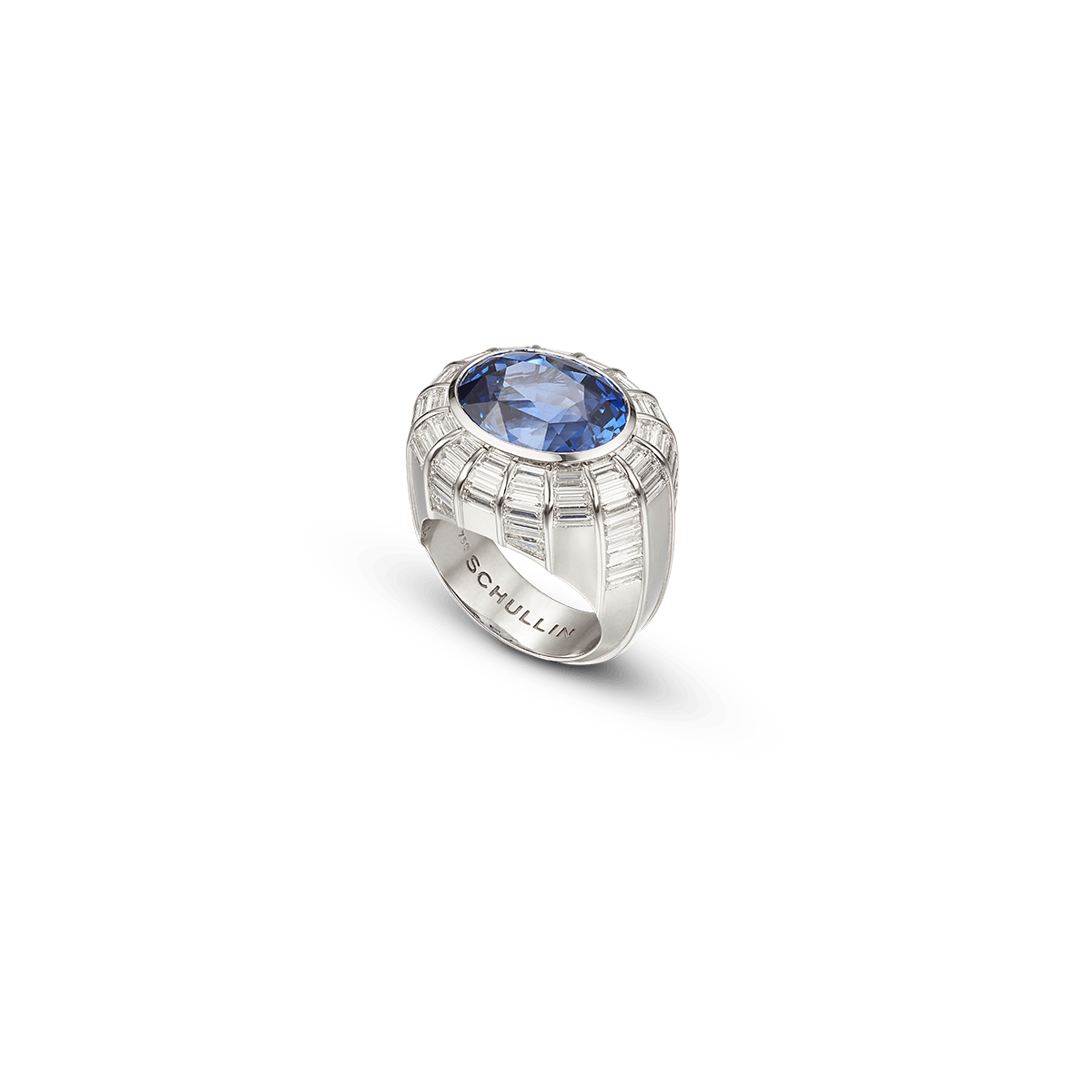 18K Weißgold Ringe Diamant und Saphir - Crown Saphir