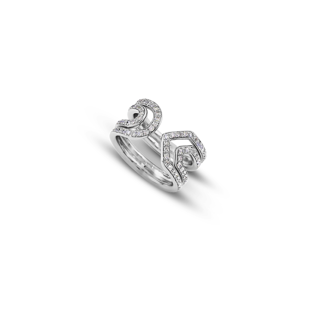 18K Weißgold Ringe Diamant - Paperclip I pavé