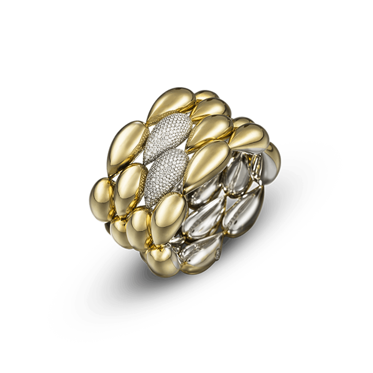 18k White Gold and 18k Yellow Gold Bracelets Diamond - Nuts pavé