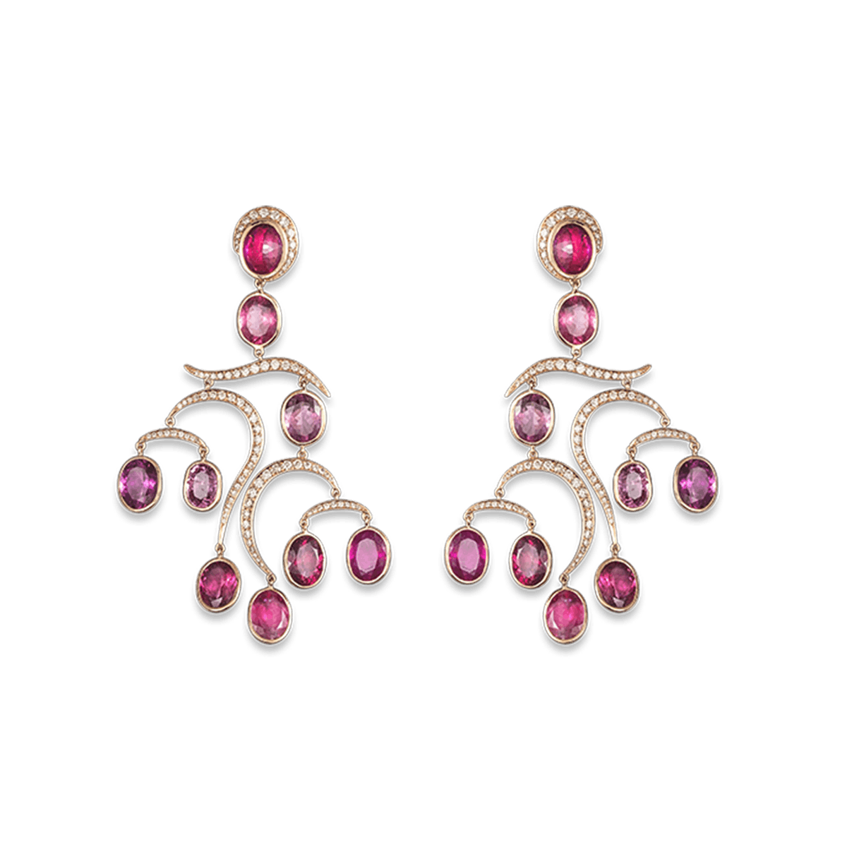 18k Rose Gold Earrings Diamond and Tourmaline - Sommertanz