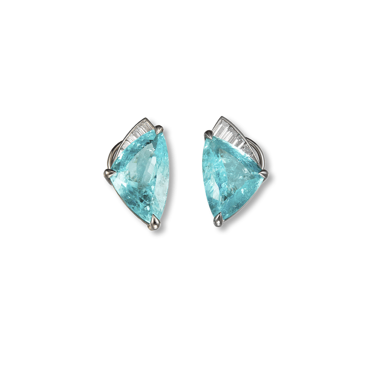 18K Weißgold Ohrringe Diamant und Paraíba-Turmalin - Kyanos