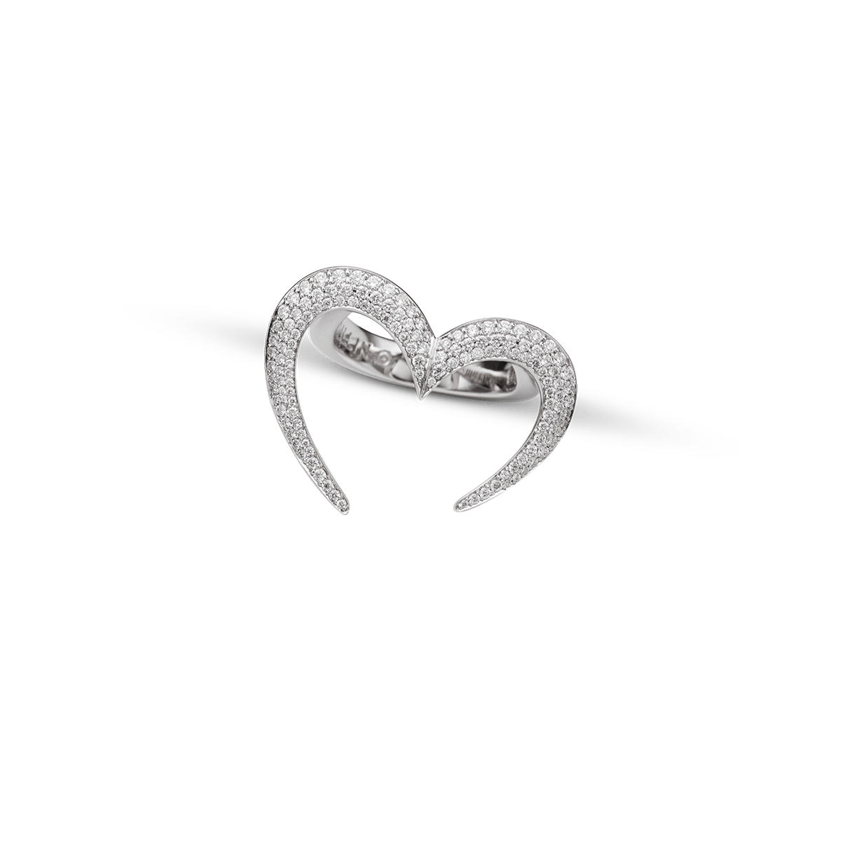 18K Weißgold Ringe Diamant - Sichel Heart Blanc