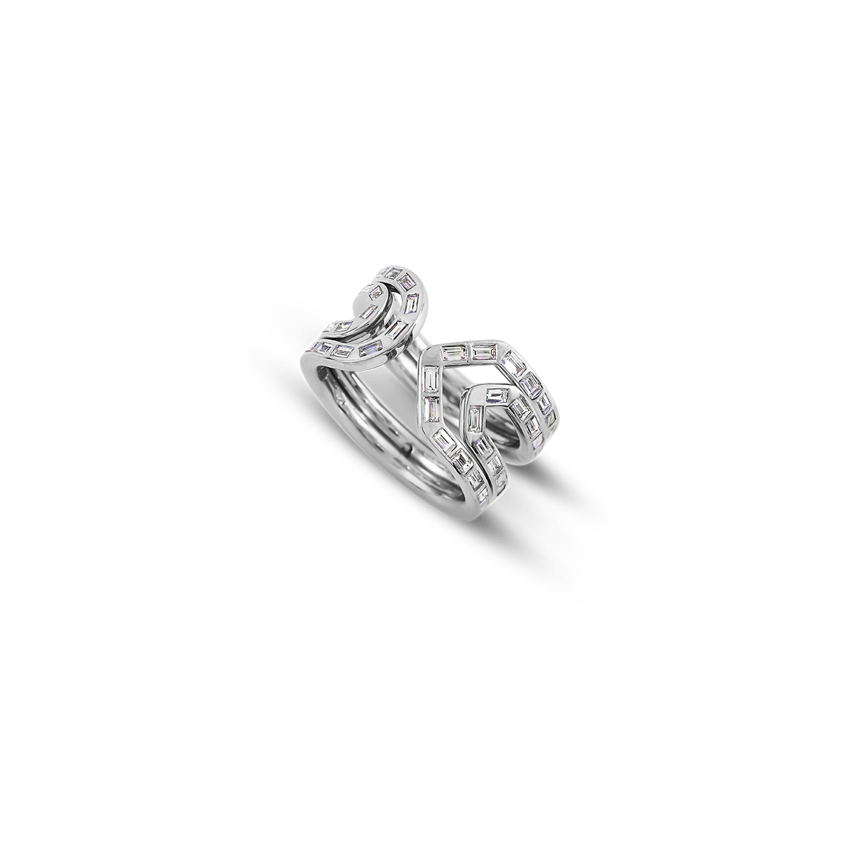 18K Weißgold Ringe Diamant - Paperclip I Baguette