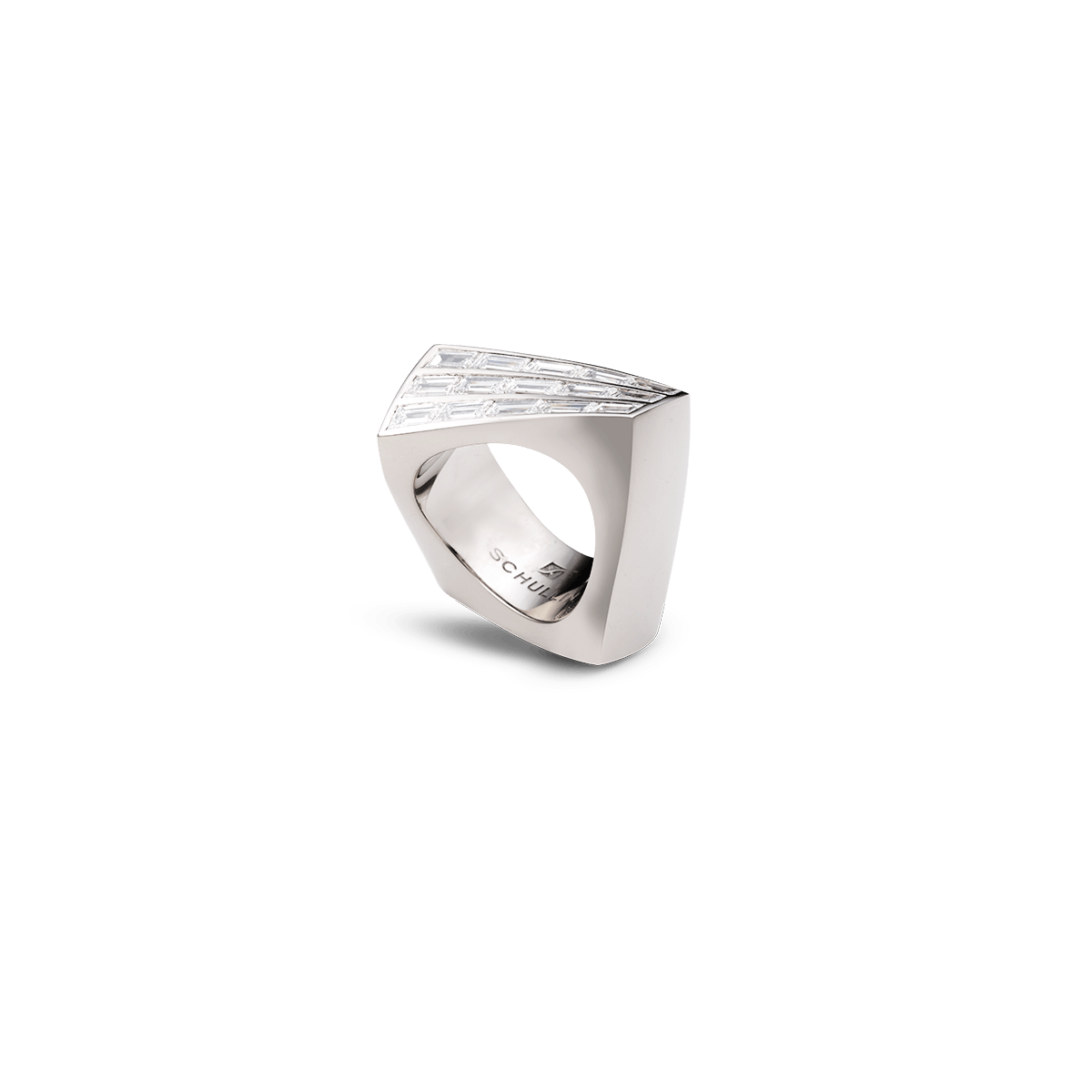 18k White Gold Rings Diamond - Cube I baguette blanc