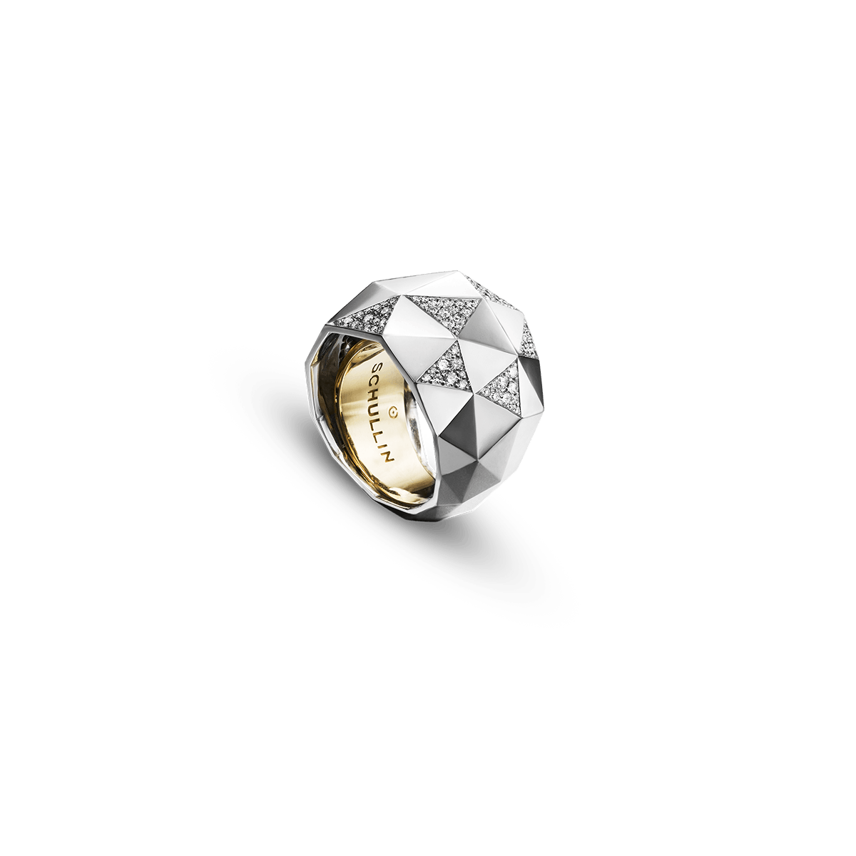 18k White Gold Rings Diamond - Polygon pavé blanc
