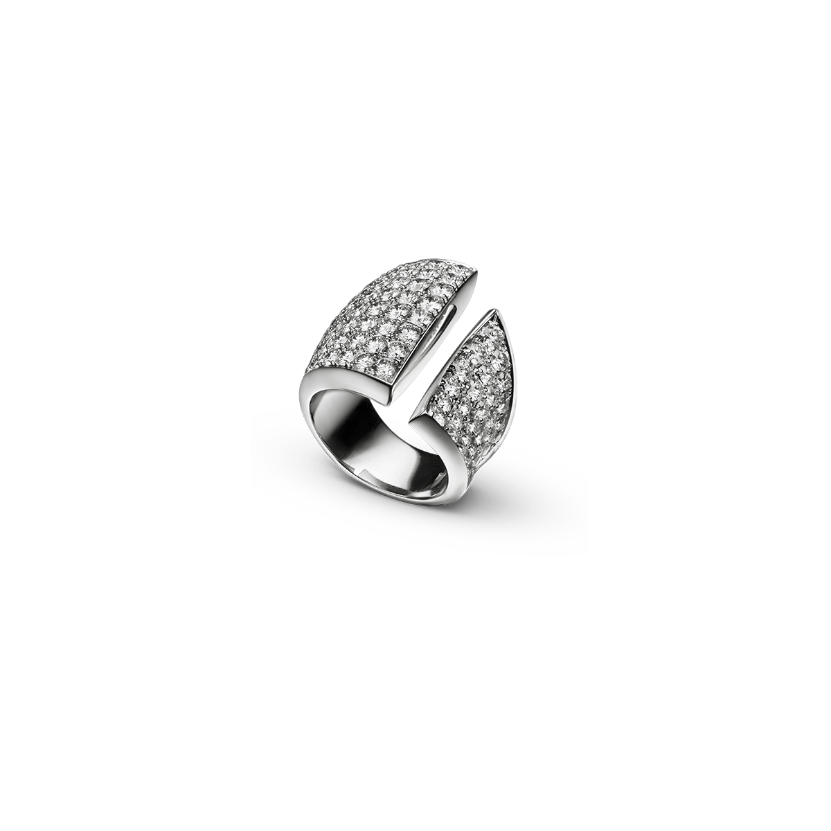 18k White Gold Rings Diamond - Trombone full pavé blanc