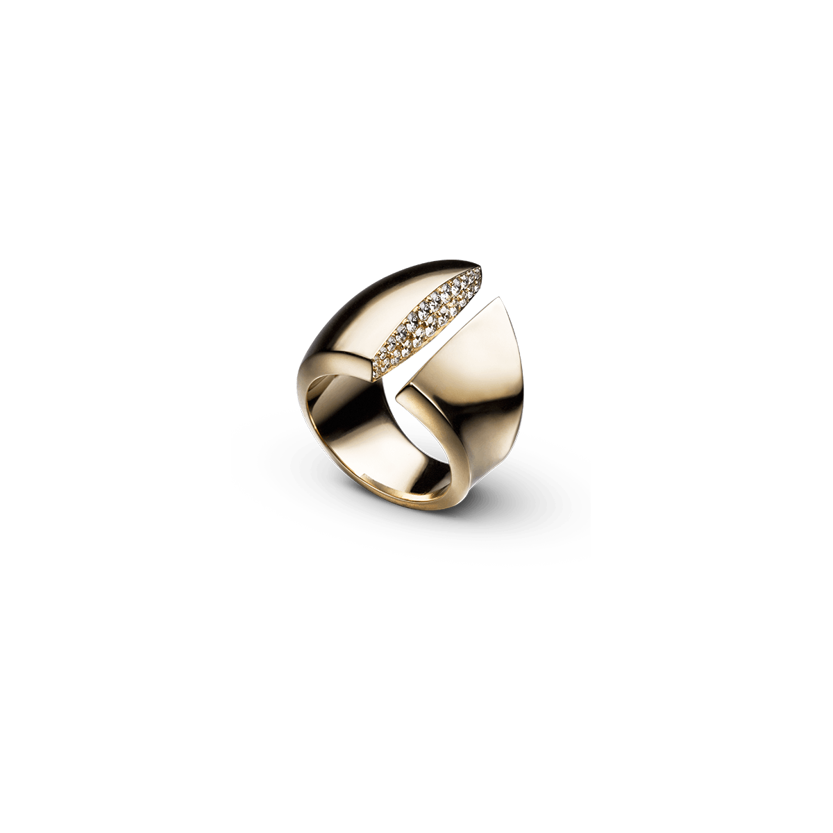 18k Rose Gold Rings Diamond - Trombone pavé rose