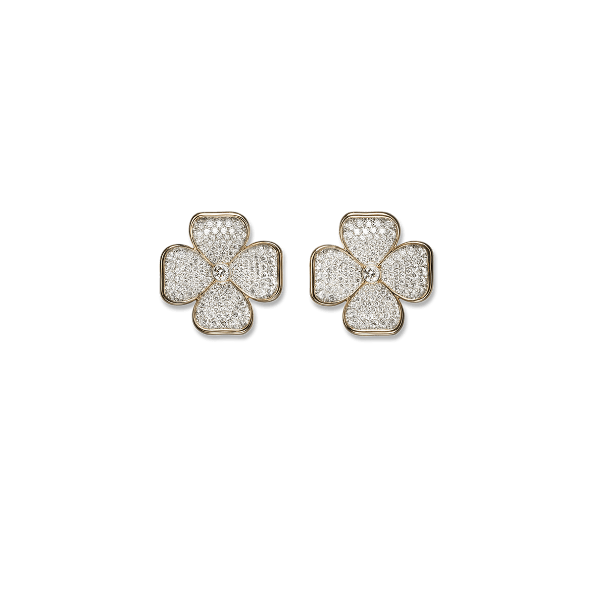 18k Rose Gold Earrings Diamond - Kleeblatt