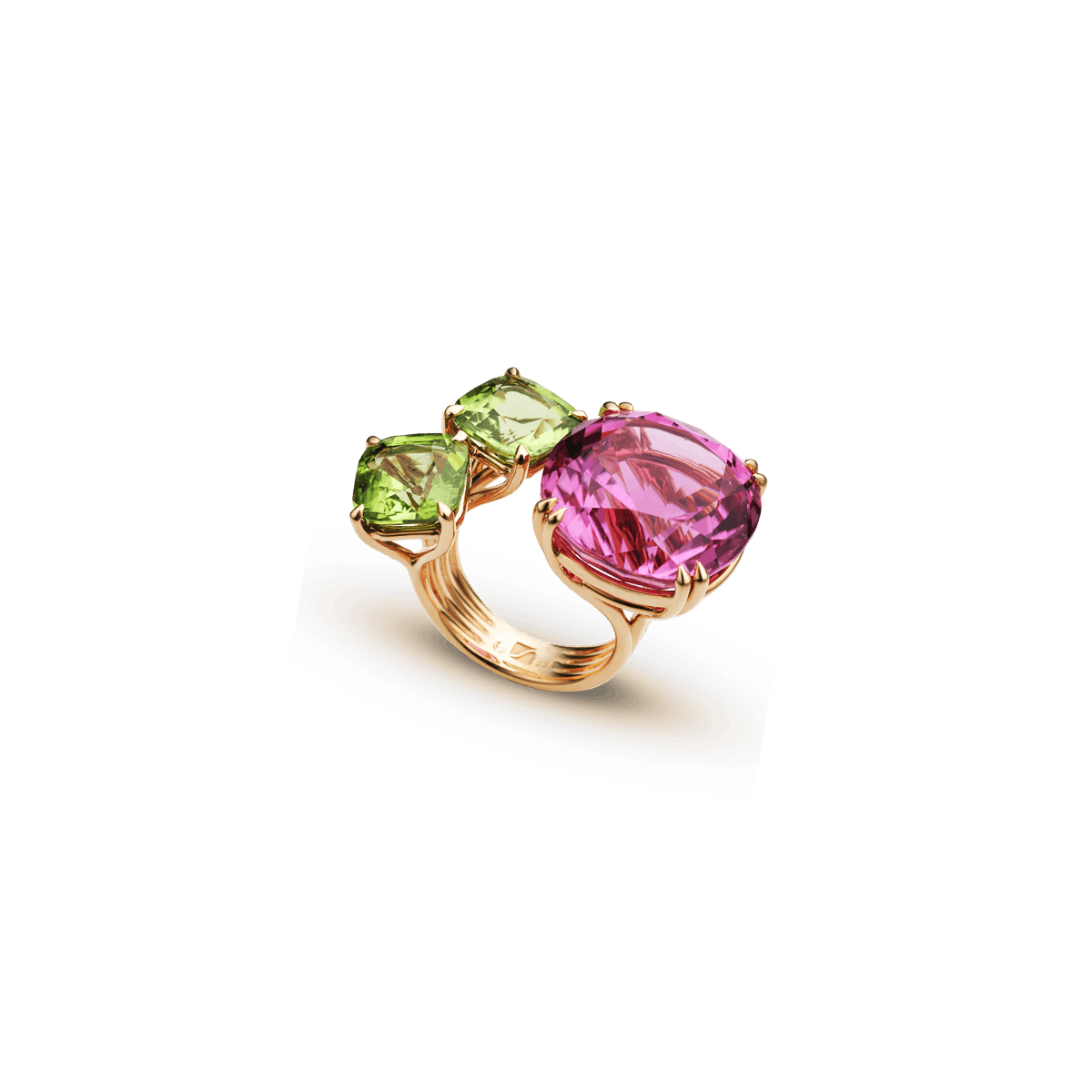 18k Rose Gold Rings Other and Tourmaline - Triple Toi et Moi