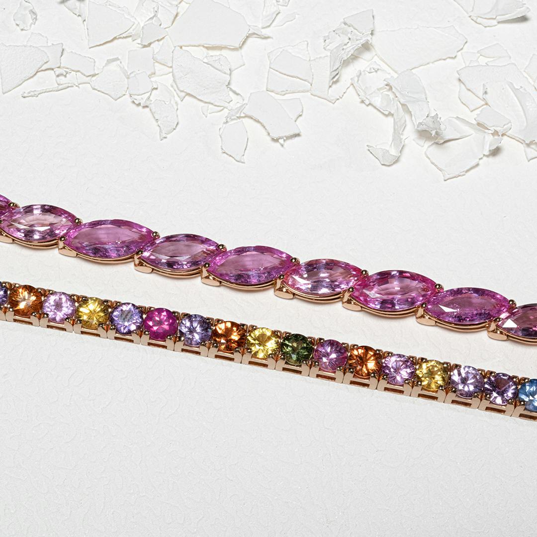 18k Rose Gold Bracelets Sapphire - Tennis Candy