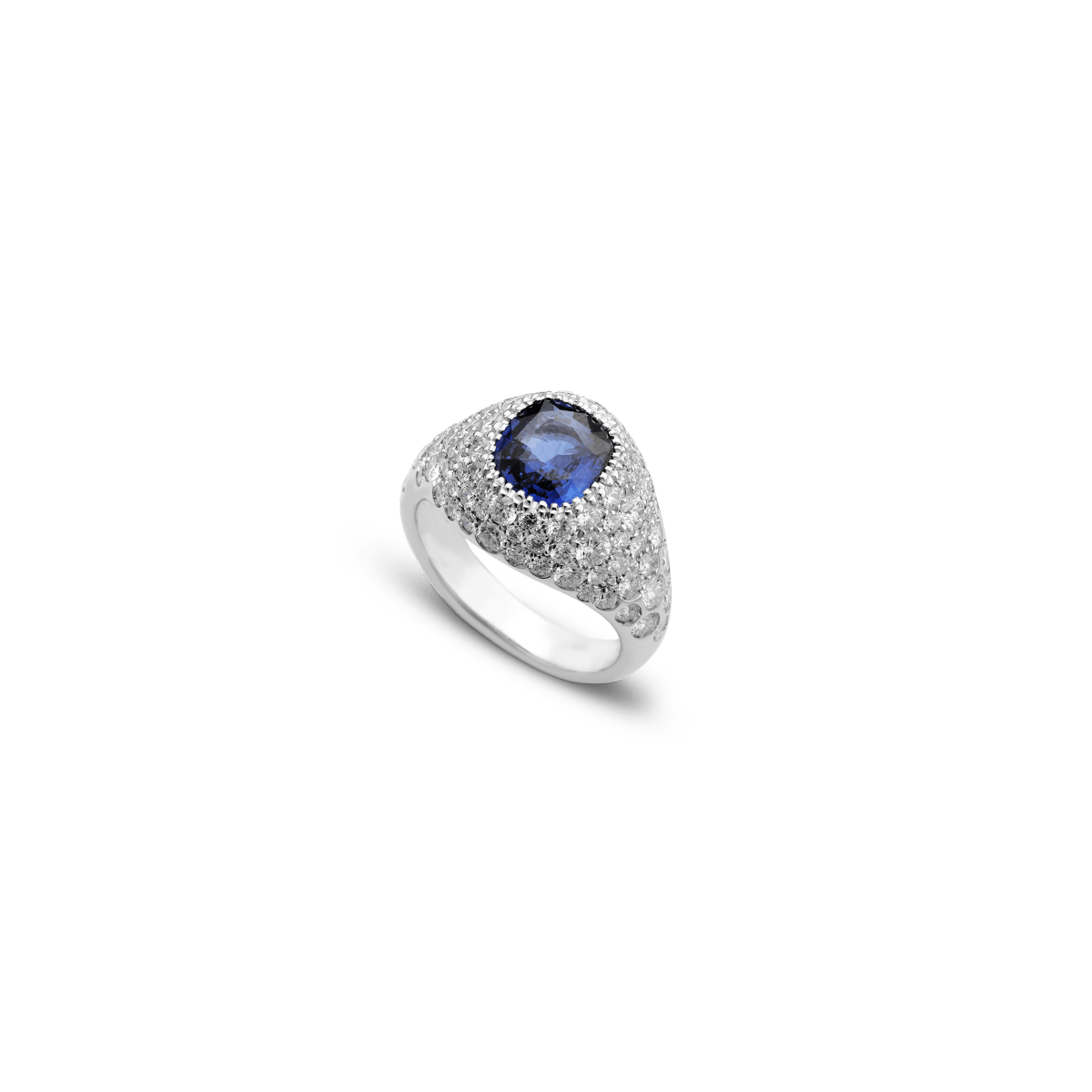 18k White Gold Rings Diamond and Sapphire - Reine