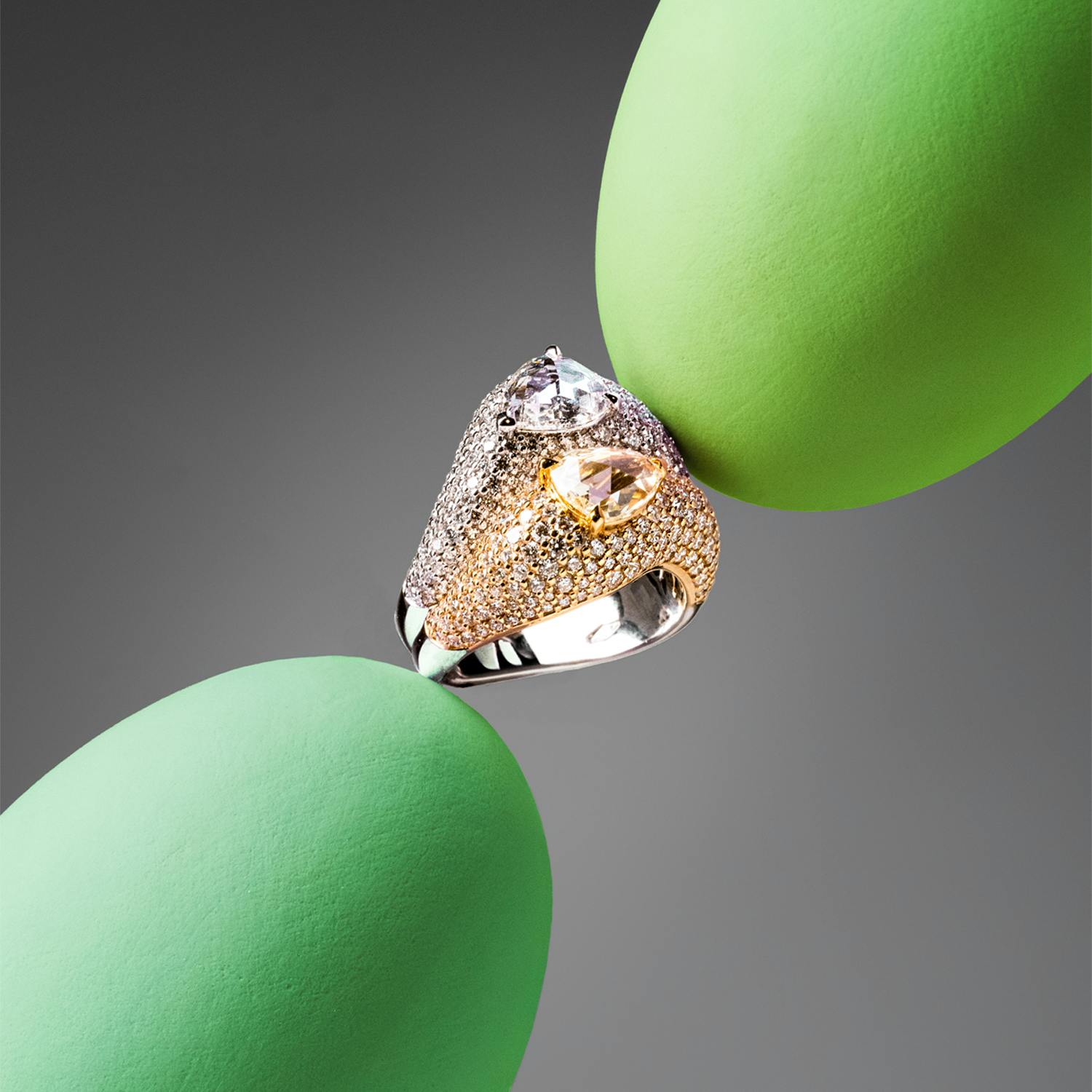 18K Weißgold und 18K Gelbgold Ringe Diamant - Jumo Pear